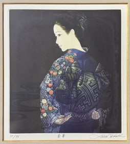 USHIO TAKAHASHI MEZZOTINT OF A JAPANESE BEAUTY