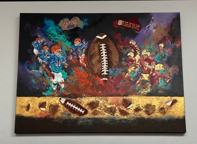T.W. CURTIS MIXED MEDIA FOOTBALL ARTWORK