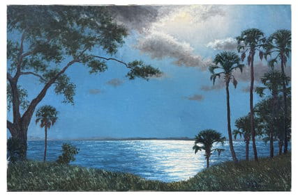 DON BROWN MOONLIT FLORIDA BEACH PAINTING