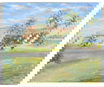C.A. MEURER BEACH MANSION FLORIDA PAINTING