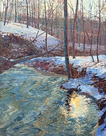 C.J. SMITH WINTER STREAM LANDSCAPE PAINTING