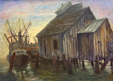 SALLY DUTTON “FLEET AT DAWN” FLORIDA PAINTING