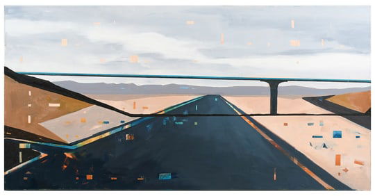 FANTASY ABSTRACT PAINTING OF DESERT HIGHWAY