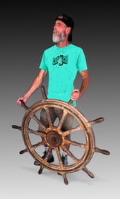 SHIP'S WHEEL AND FOLDING TABLE BASE