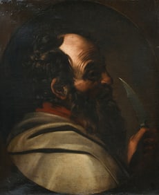 OLD MASTER-STYLE PORTRAIT OF MAN WITH A KNIFE