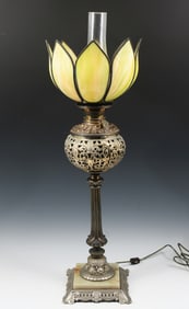 NATIONAL BRASS & IRON WORKS BANQUET LAMP