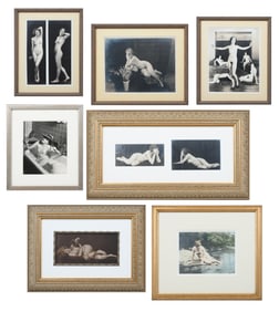 7 FRAMED RISQUE ART DECO ERA NUDE PHOTOS