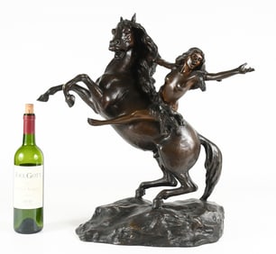 BRONZE NUDE ON HORSEBACK AFTER LA MONACA