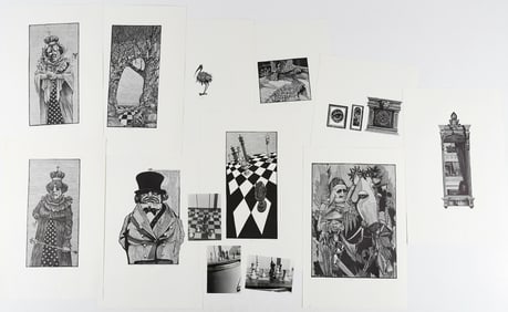 10PC. BARRY MOSER THROUGH THE LOOKING GLASS ENGRAVINGS
