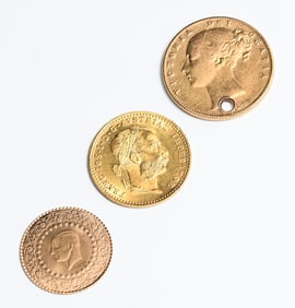 3 GOLD FOREIGN COINS