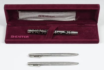 SHEAFFER STERLING FILIGREE NOSTALGIA & 2 STERLING PEN SET