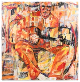 LARGE NAN GRIFFITH GUITAR PLAYER PAINTING