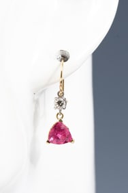 14K TOURMALINE & DIAMOND EARRINGS
