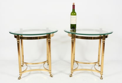 PR. ITALIAN HOLLYWOOD REGENCY GLASS & BRASS TABLES