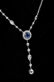 PLATINUM DIAMOND & SAPPHIRE "Y" NECKLACE