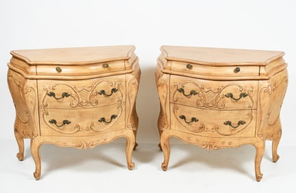 PAIR OF CARVED ITALIAN 3-DRAWER CHESTS