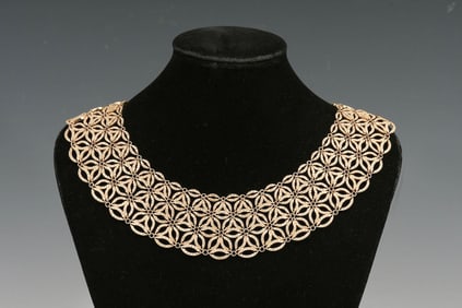 MAGNIFICENT 14K GOLD & DIAMOND BIB NECKLACE