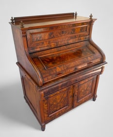 RARE VICTORIAN MAHOGANY SLIDING TOP CYLINDER DESK