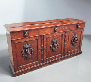 CARVED HORNER ERA FIGURAL CREDENZA