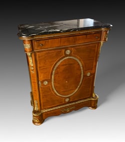 FRENCH ORMOLU MOUNTED MARBLE TOP CABINET