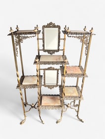 VICTORIAN PIERCED BRASS & ONYX ETAGERE