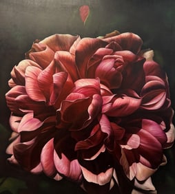HUGE VANGELIS ANDRIOTAKIS ROSE PAINTING
