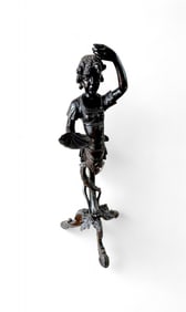 EBONIZED CARVED WOOD YOUNG GIRL CARD RECEIVER