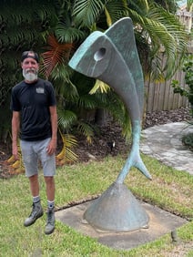 HUGE CHARLES STRAIN BRONZE MAHI DOLPHIN SCULPTURE