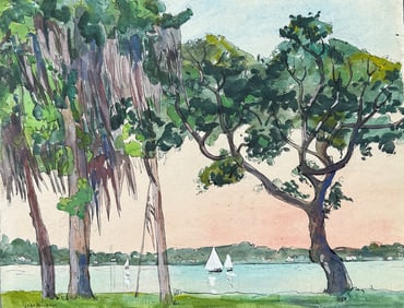 JANE PETERSON FLORIDA PAINTING WITH SAILBOATS