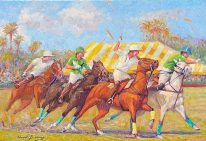 EDWARD BRODNEY "FORWARD CHARGE" OIL/CANVAS