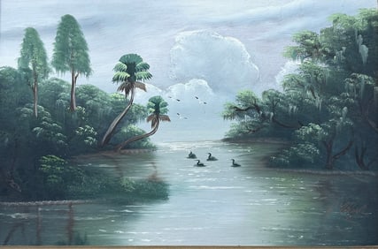 AL BLACK FLORIDA HIGHWAYMEN LAGOON PAINTING