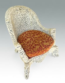 LARGE CARVED BURMESE BARREL BACK ARMCHAIR