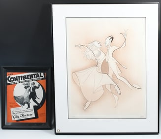 HIRSCHFELD ETCHING FRED & GINGER W/ SHEET MUSIC