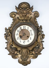 GUSTAV BECKER SILESIA GERMAN FIGURAL METAL CLOCK