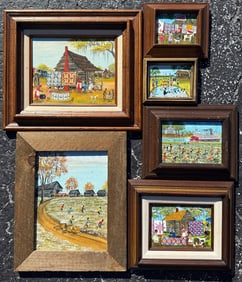 6PC. ALMARIE PITTMAN LITTLE NAÏVE PAINTING LOT