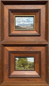 PAIR OF MINIATURE OIL/COPPER LANDSCAPE PAINTINGS