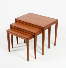 3 PC. DANISH MCM BENT SILBERG TEAK NESTING TABLES
