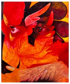 JADE THACKER ABSTRACT RED FACES & FEATHERS