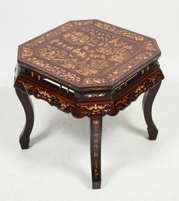 INTRICATELY INLAID CHINESE FIGURAL LOW TABLE