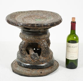 AFRICAN BRONZE TIKAR PRESTIGE STOOL - CAMEROON