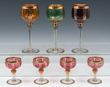 7 PC. MOSER GLASS GOBLETS & WINE GLASSES