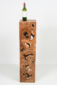 CARVED BURL WOOD DISPLAY PEDESTAL