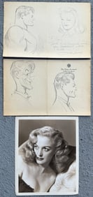 GROUP OF JOE SHUSTER ORIGINAL ART W/ SUPERMAN SKETCH