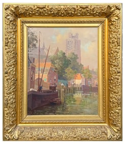JAN KNIKKER SR. AMSTERDAM CANAL PAINTING