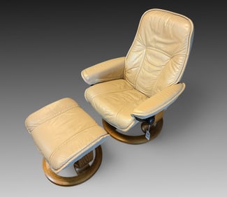CREME EKORNES LOUNGE CHAIR & OTTOMAN
