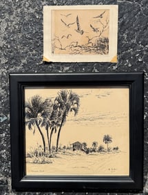 2PC. FLORIDA ARTWORK LOT LOCKE AND FULLER