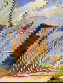 EXHIBITED CLARA STROUD GIRAFFES PAINTING