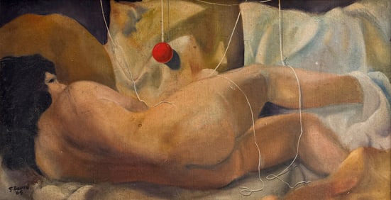 MODERNIST RECLINING NUDE PAINTING