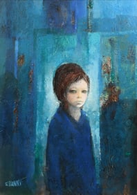 ERMANNO VANNI PAINTING FIGURE IN BLUE