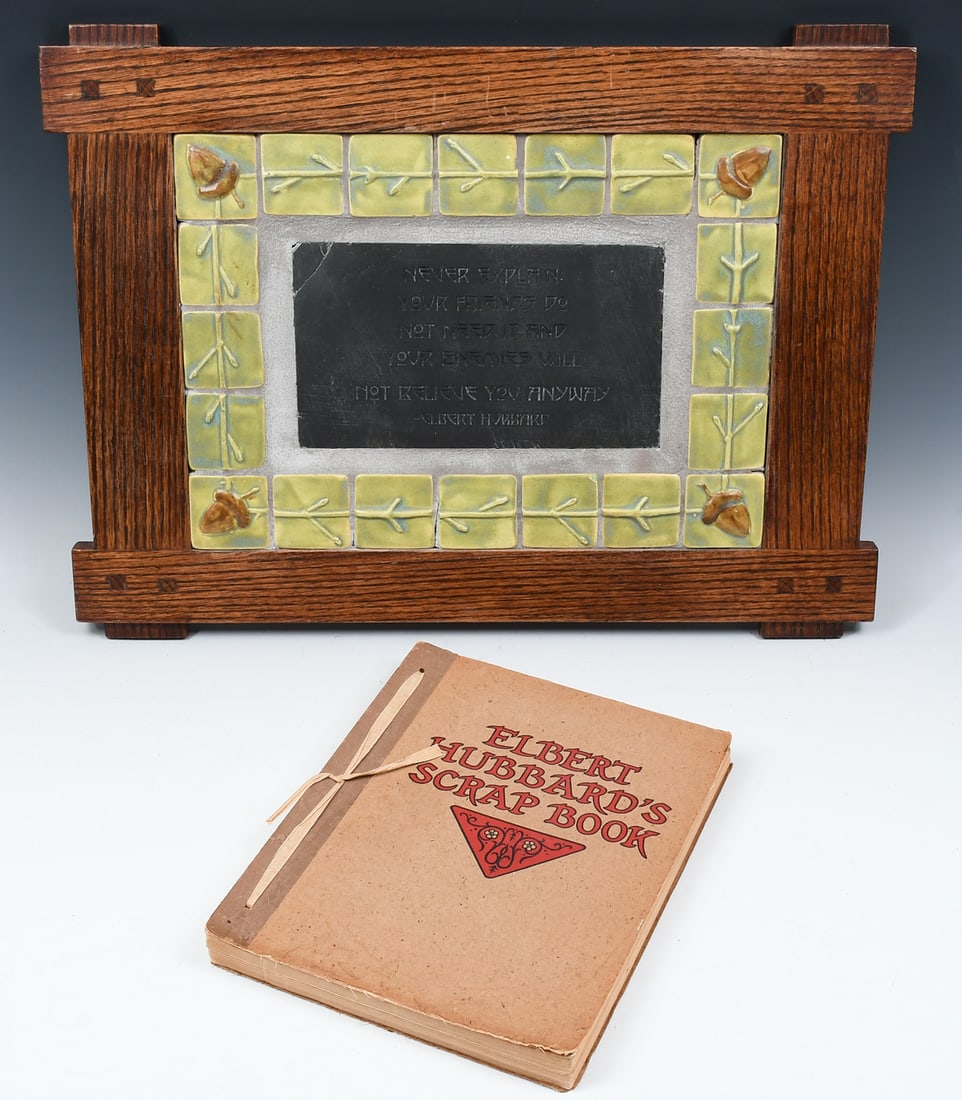 ELBERT HUBBARD TILE & 1/4 SAWN OAK PLAQUE (1 of 8)